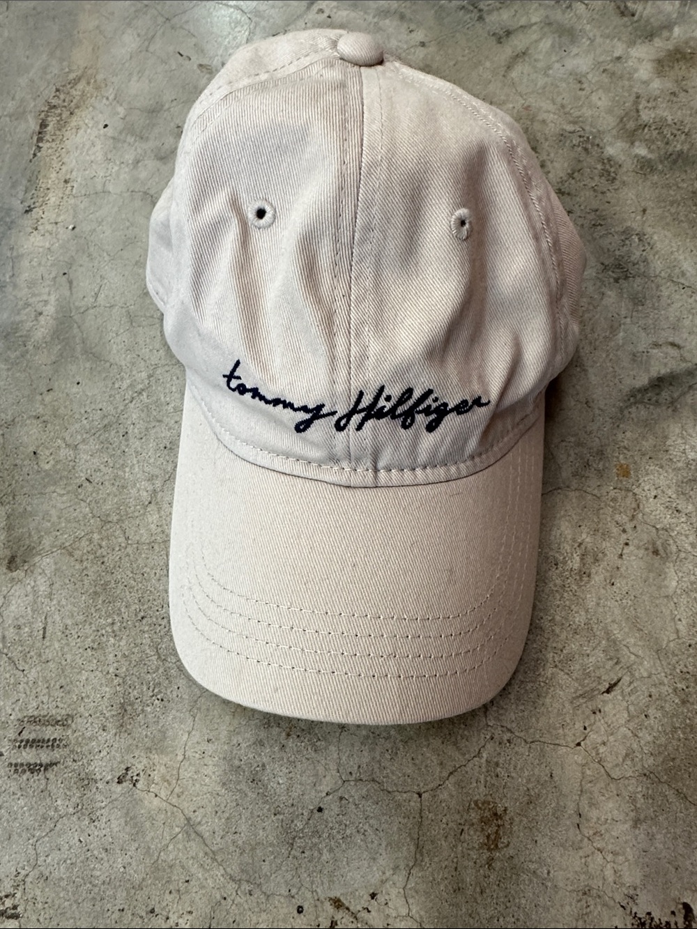 Tommy Hilfiger Beige Baseball Cap with Navy Script